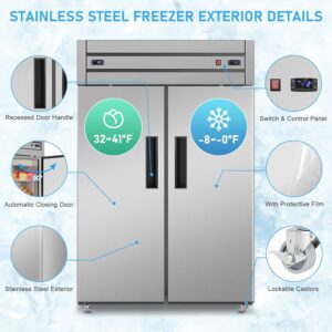Velieta 47-Inch 35 Cu.Ft Commercial Refrigerator Freezer Combo