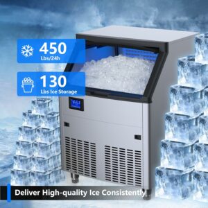 Coolake 450lbs/24H Ice Maker with 130lbs Storage