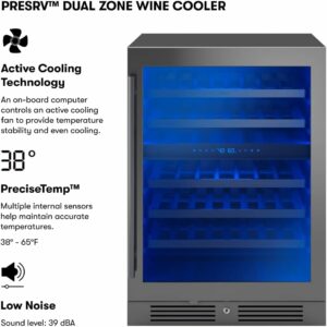 Zephyr Presrv 24-Inch 45-Bottle Dual-Zone Wine Cooler