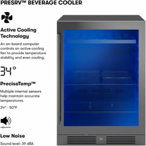 Zephyr 24-Inch Single Zone Wine & Beverage Cooler (7 Bottles, 112 Cans)