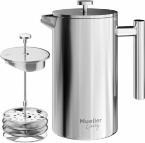 Mueller French Press Coffee Maker 34oz Stainless Steel