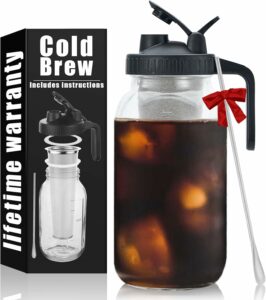 Jrssae Cold Brew Coffee Maker 64oz Mason Jar Pitcher