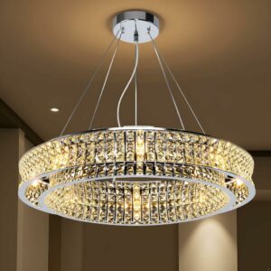 CHGUOSZ 16-Light Crystal Chandelier 31.5-Inch Round Ceiling Light Fixture