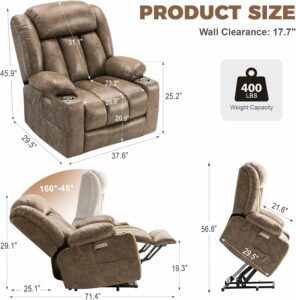 HUSFU Power Lift Recliner with Massage and Heat (25.9-Inch Seat)
