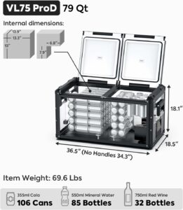 ICECO VL75 ProD 75L Dual Zone Portable Refrigerator