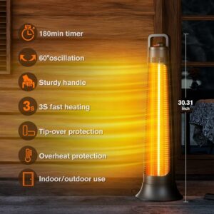 FLOWBREEZE 1200W Infrared Heater with 60° Oscillation