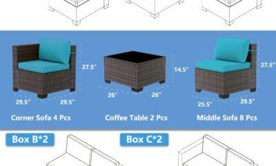 ASJMR 14-Piece All-Weather PE Rattan Patio Sectional Set product image
