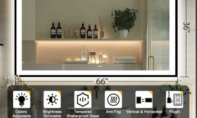 EchosLife 66x36-Inch LED Bathroom Mirror with Anti-Fog product image