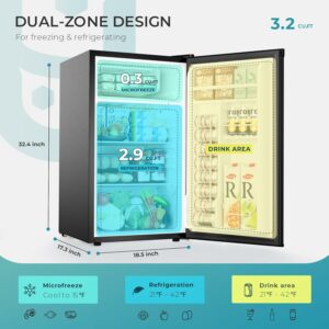 EUHOMY 3.2 Cu.Ft Mini Fridge with Freezer product image