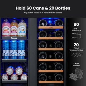 Yeego 24-Inch Dual Zone Wine Fridge (60 Cans + 20 Bottles)