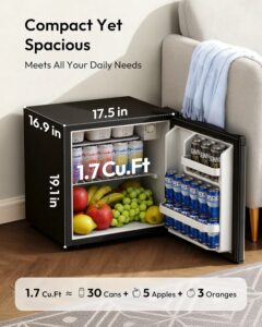 EUHOMY 1.7 Cu.Ft Mini Fridge with Adjustable Thermostat product image