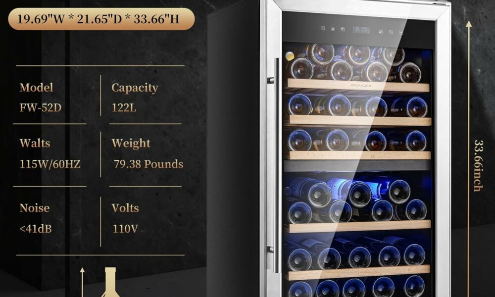 FOVOMI 52-Bottle Dual Zone Wine Cooler product image