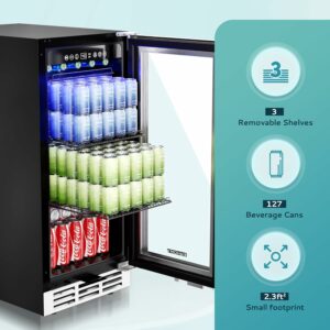 EUHOMY 15-Inch Beverage Refrigerator 127-Can Cooler