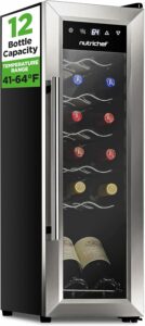NutriChef 12-Bottle Stainless Steel Wine Cooler