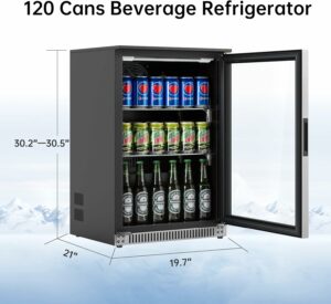 Weili 120-Can Beverage Refrigerator with Lock (Built-in/Freestanding)