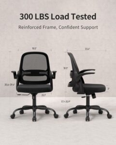 LukkDys Ergonomic Mesh Office Chair with Flip-Up Arms, Adjustable Height, BIFMA Certified product image