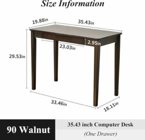 Cttasty 35.4-Inch Solid Wood Desk with Drawer product image