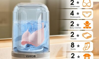 VUHIGIB Portable Washer 1.5L with 7000mAh Battery and 10 Clothespins product image