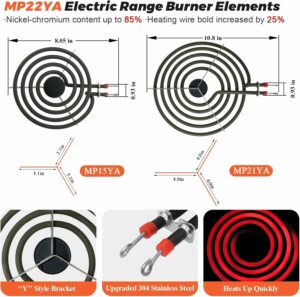 Beaquicy MP22YA Burner Element & Drip Pan Set for Frigidaire Kenmore Crosley product image