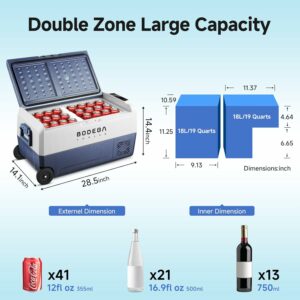 BODEGA 38-Quart Dual-Zone Portable Car Refrigerator