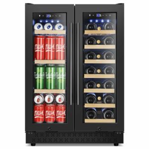 Tylza 24-Inch Dual Zone Wine Beverage Cooler (20 Bottles, 88 Cans)