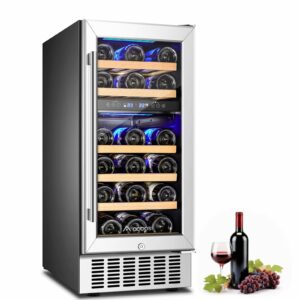 AAOBOSI 15-Inch Wine Cooler 28 Bottles Dual Zone