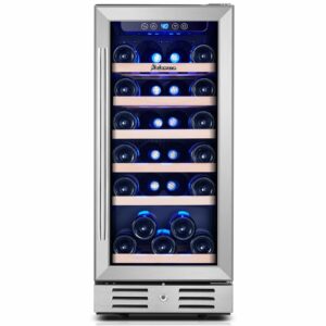 Kalamera 15 Inch Wine Fridge, 28 Bottle Wine Cooler Refrigerator, 40-66℉ Digital Temperature Control,Built-in or Freestanding 15 Inch / 28 Bottles Sliver/ Metallic