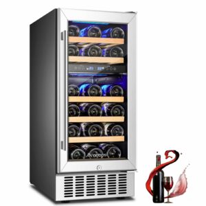 AAOBOSI 15-Inch Dual-Zone Wine Fridge (28 Bottles)