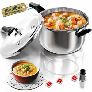WantJoin 10-Quart Pressure Cooker (Stainless Steel, Induction Compatible)