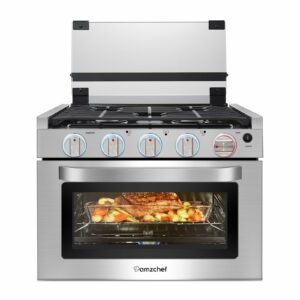 AMZCHEF RV Gas Range 3-Burner Stove with 1.24 Cu.Ft Oven