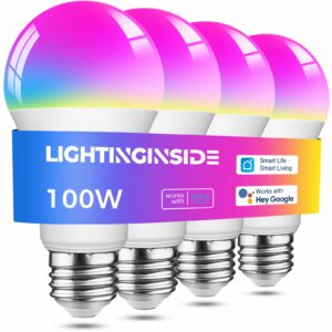 Lightinginside A19 100W Equivalent RGBCW Smart Bulb (4-Pack)