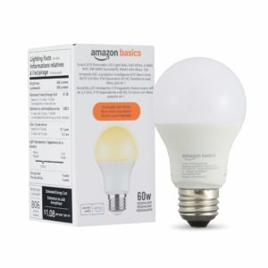 Amazon Basics Smart A19 LED Light Bulb, 9W Dimmable (1-Pack)