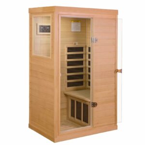 KUNSANA 1-Person Infrared Sauna 1050W Low EMF (Canadian Hemlock)