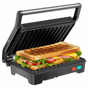 Novalife 1000W Panini Press Grill with Removable Drip Tray