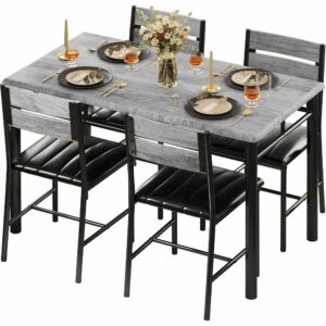 IRONCK Dining Table Set for 4 with Upholstered Chairs