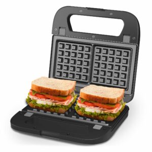 SUNVIVIPRO 3-in-1 Sandwich Maker & Waffle Iron with Removable Plates, 750W