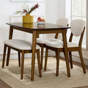 Best Choice Products 4-Piece Mid-Century Modern Dining Set (Table + 2 Chairs + Bench)