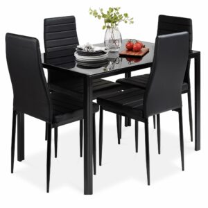 Best Choice Products 5-Piece Glass Dining Set w/ Upholstered Chairs