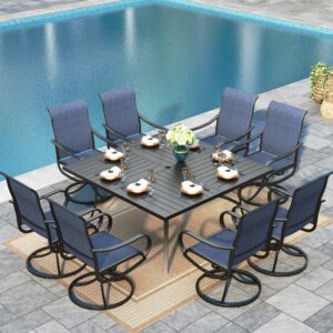 Sophia & William 9-Piece Outdoor Dining Set with 60-Inch Square Table and Swivel Chairs