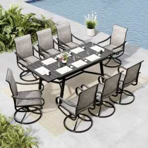 MFSTUDIO 9-Piece Patio Dining Set with Expandable Table