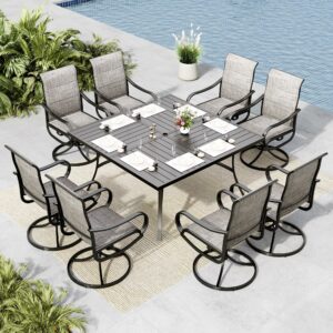 MFSTUDIO 9-Piece Patio Dining Set with 60-Inch Square Table