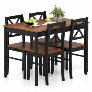 Giantex 5-Piece Dining Table Set for 4 with Rubber Wood Legs