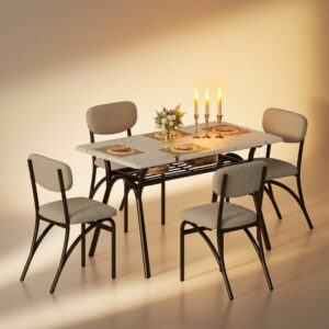 GarveeHome 5-Piece Dining Table Set with Storage Shelf