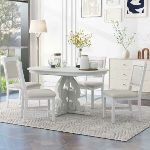 Merax 5-Piece Extendable Round Dining Table Set