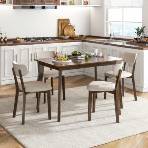 GOFLAME 5-Piece Dining Table Set with Upholstered Chairs
