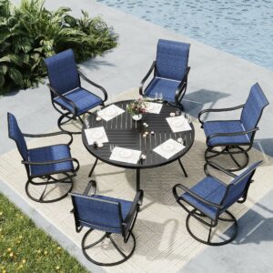 MFSTUDIO 7-Piece Patio Dining Set with 54-Inch Round Table