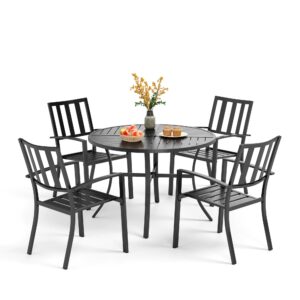PHI VILLA 5-Piece Outdoor Dining Set with 42-Inch Round Table