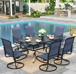 Sophia & William 7-Piece Patio Dining Set with Swivel Chairs 60-Inch Table