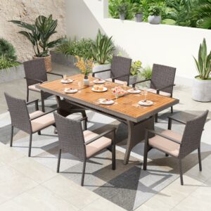 PHI VILLA 74-Inch Outdoor Dining Set 7-Piece