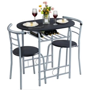 Yaheetech 3-Piece Dining Table Set with Wine Rack